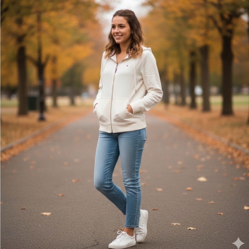 Women's Tommy Hilfiger Zip-up Cream/ off White Hoodie Jacket  small NWT